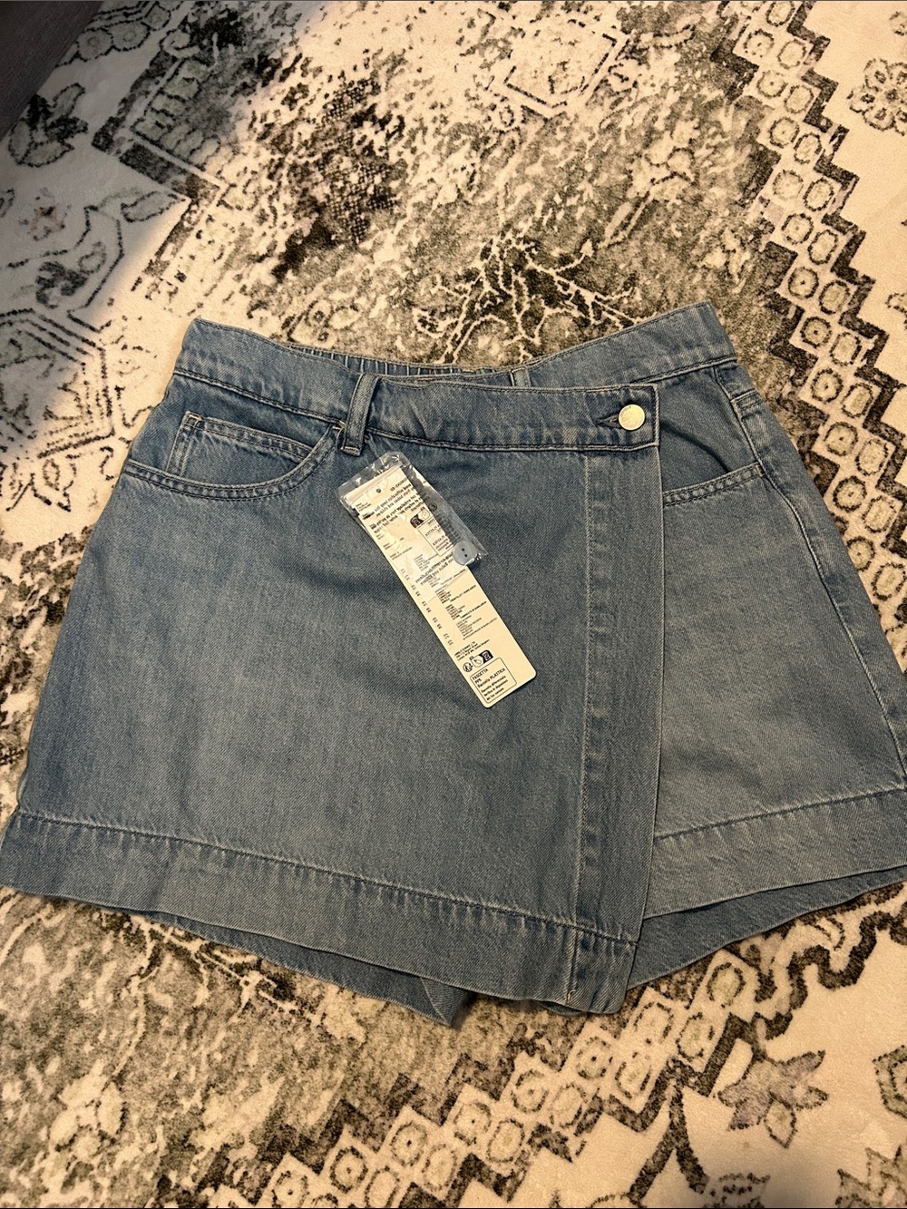 Light Wash Denim Wrap Skort